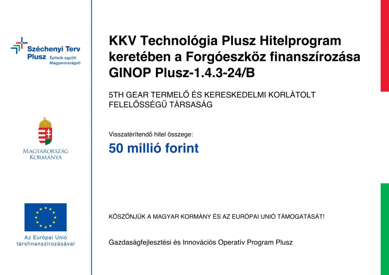 GINOP Plusz-1.4.3-24/B KKV Technológia Plusz Hitelprogram
